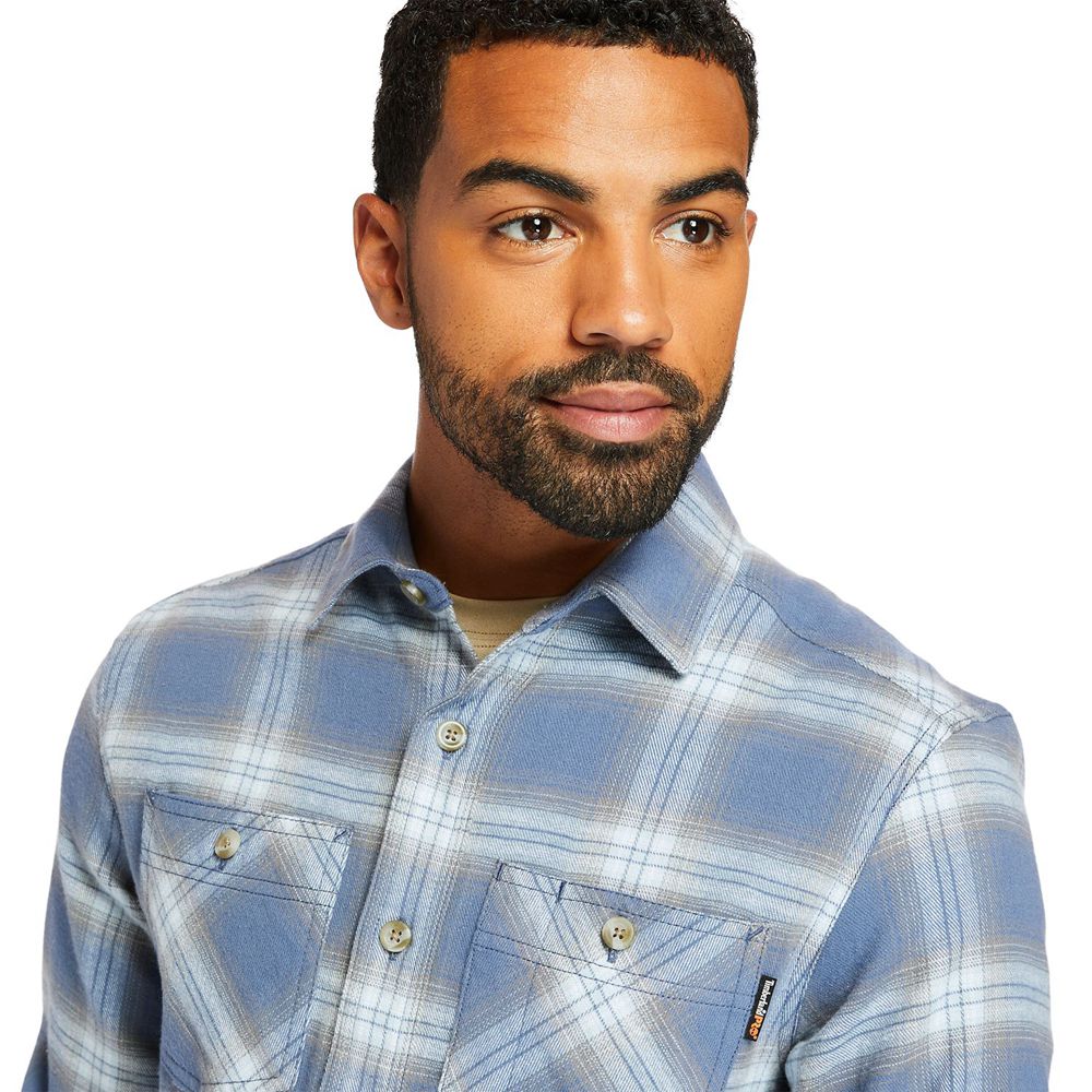 Camisa Masculino - Timberland Pro® Woodfort Flex Flannel Work - ZYVQA1879 - Azuis/Branco